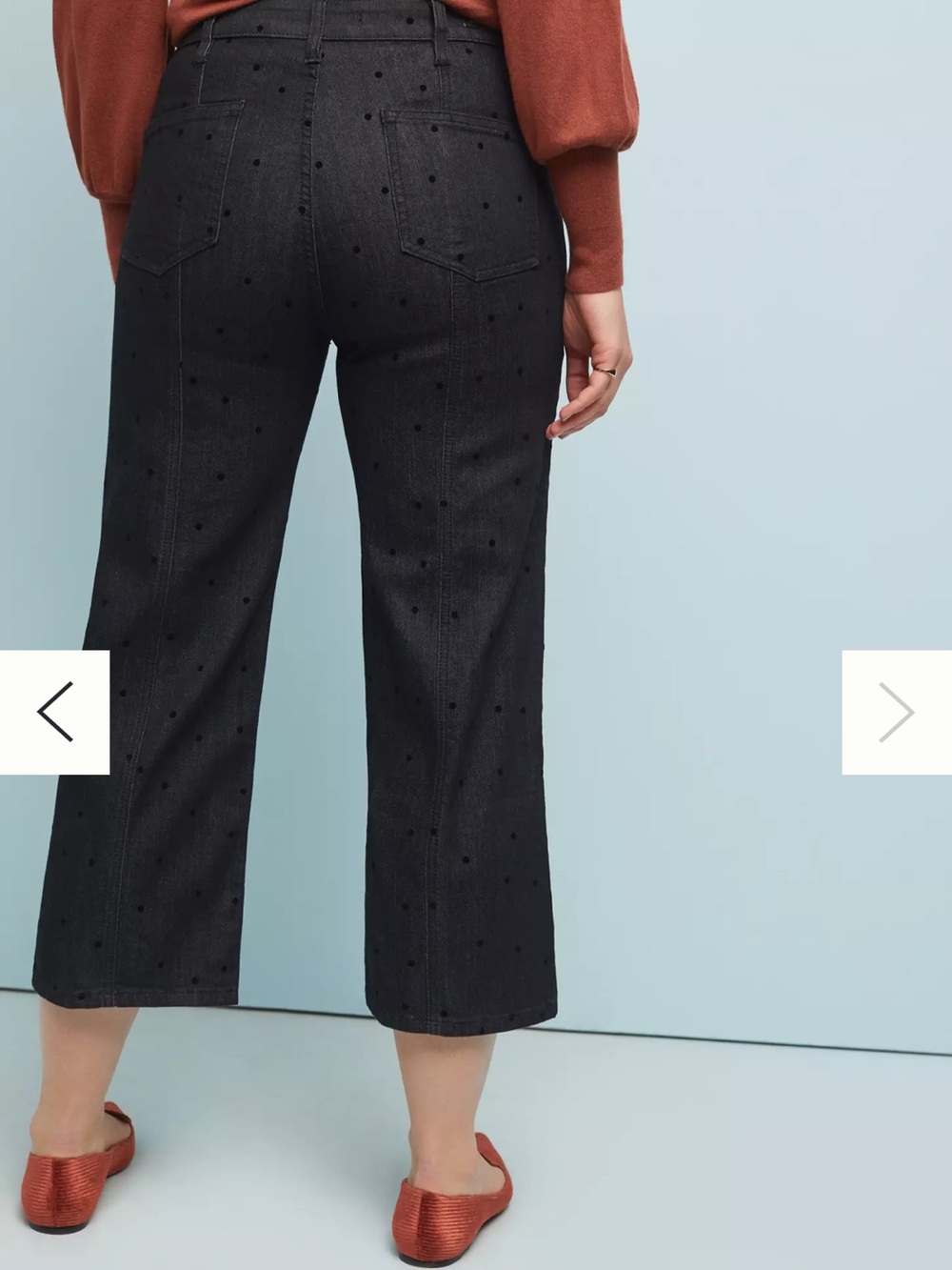 Pilcro Women’s High Rise Cropped Wide Leg Jeans-Black polka dot size 31 - Picture 9 of 10